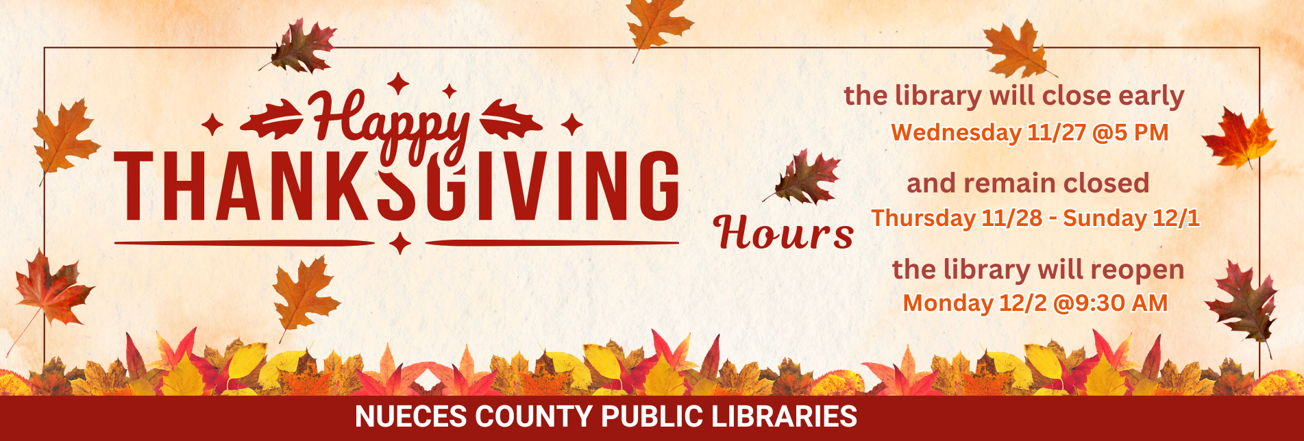 Thanksgiving Hours